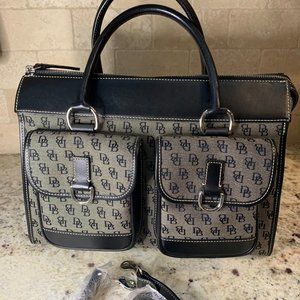 Dooney & Bourke Tote Bag H300C B1 Double Pocket Tote Canvas Leather Black/Gray
